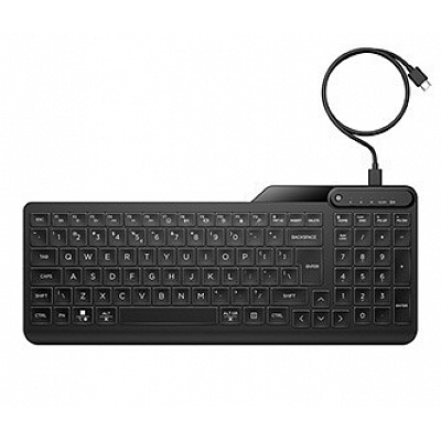 HP 400 Backlit klávesnice drátová (USB) CZ, černá
