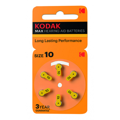 Baterie jednorázová zinkovzdušná, speciální, P10, 1.45V, Kodak, blistr, 6-pack, KOD-P10BL6, zinkovzdušná