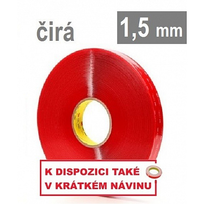 3M VHB™ 4915-F, tl. 1,5 mm; transparentní oboustranně velmi silně lepicí akrylová páska 6 mm x 25 m