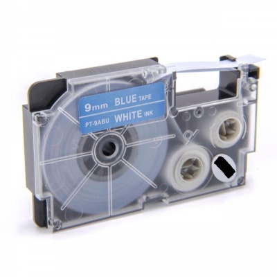 Kompatibilní páska s Casio XR-9ABU 9mm x 8m bílý tisk / modrý podklad