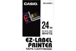 Casio XR-24WE1, 24mm x 8m, černý tisk/bílý podklad, originální páska