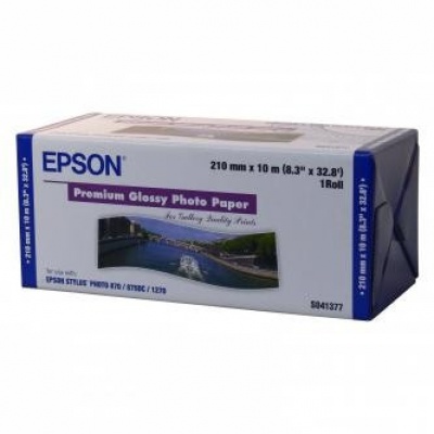 Epson 210/10/Premium Glossy Photo Paper Roll, 210mmx10m, 8", C13S041377, 255 g/m2, foto papír, bílý