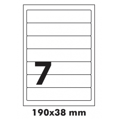 Samolepicí etikety R0100.5409, 190 x 38 mm, 7 etiket, A4, 100 listů