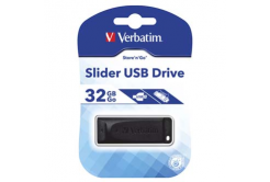Verbatim USB flash disk, USB 2.0, 32GB, Slider, černý, 98697, USB A, s výsuvným konektorem