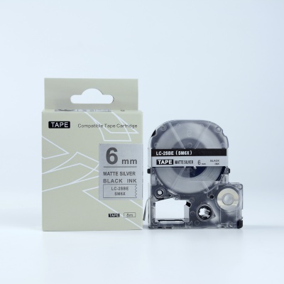 Epson LK-SM6X, 6mm x 9m, černý tisk / matný stříbrný podklad, kompatibilní páska