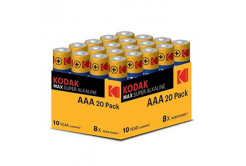Baterie jednorázová alkalická, tužková, AAA, 1.5V, Kodak, blistr, 20-pack, KOD-LR3MAXBL8, Alkaline Max
