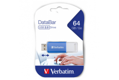 Verbatim USB flash disk, USB 2.0, 64GB, DataBar, modrý, 49455, pro archivaci dat