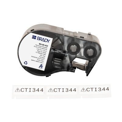 Brady M4-89-422 / 170737, 12.70 mm x 38.10 mm, Polyester, černý tisk / bílý podklad