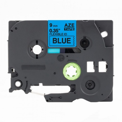 Kompatibilní páska s Brother TZ-FX521 / TZe-FX521, 9mm x 8m, flexi, černý tisk / modrý pod