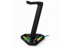 Genius RGB podsvícený stojan na sluchátka GX-UH100, 2x USB-A 2x USB-C HUB, černý