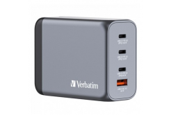 Verbatim GaN 32204, cestovní nabíječka do sítě, USB 3.0, USB C, šedá, 200 W, vyměnitelné vidlice C,G,A