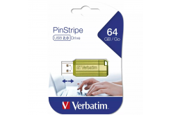 Verbatim USB flash disk, USB 2.0, 64GB, Store,N,Go PinStripe, zelený, 49964, pro archivaci dat