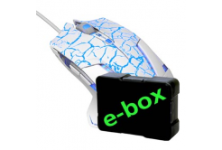 E-blue Myš Mazer Pro, 2500DPI, optická, 6tl., drátová USB, bílo-modrá, herní, e-box
