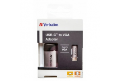 USB (3.1) hub 1-port, 49145, šedá, délka kabelu 10cm, Verbatim, adaptér USB C na VGA