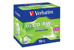 Verbatim 43148 CD-RW SERL Scratch Resistant, 10-pack Jewel box, 700MB, 12x, 80min., 12cm, bez možnosti potisku