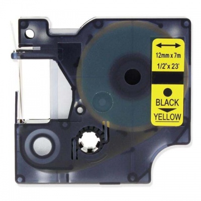 Kompatibilní páska s Dymo 45018, S0720580, 12mm x 7m, černý tisk / žlutý podklad