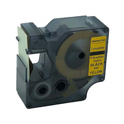 Kompatibilní páska s Dymo 1734525, 24mm x 3, 5m černý tisk / žlutý podklad, nylonová flexi