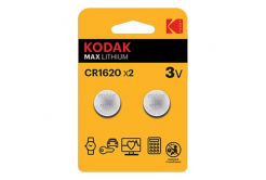 Baterie jednorázová lithiová, knoflíková, CR1620, 3V, Kodak, blistr, 2-pack, KOD-1620BL2