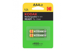 Baterie nabíjecí Ni-MH, tužková, AAA, 1.2V, Kodak, blistr, 2-pack, KOD-REC002, 650 mAh