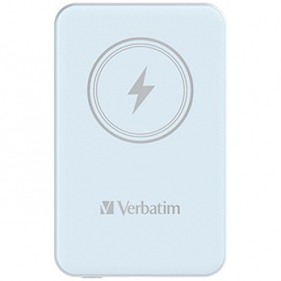 Verbatim, power banka s bezdrátovým nabíjením, 5V, nabíjení telefonu, 32242, 5 000mAh, magnetické připevnění, modrá