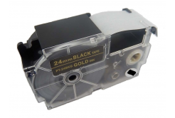 Kompatibilní páska s Casio XR-24BKG 24mm x 8m zlatý tisk / černý podklad