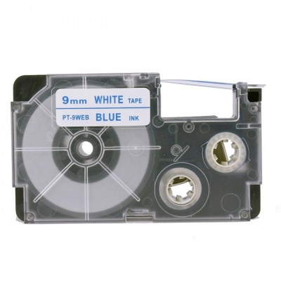 Kompatibilní páska s Casio XR-9WEB 9mm x 8m modrý tisk / bílý podklad