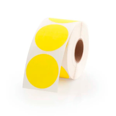 Samolepicí etikety kulaté 35 mm, 1000 ks, žluté papírové pro TTR, role