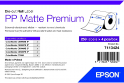 Epson 7113424 PP Matte, pro ColorWorks, 105x210mm, 259ks, polypropylen, bílé samolepicí etikety