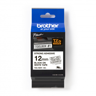 Brother TZ-S231 / TZe-S231 Pro Tape, 12mm x 8m, černý tisk/bílý podklad, originální páska