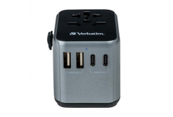 Verbatim, Cestovní adaptér univerzální World-to-World UTA-03 USB-A, USB-C, černý, 30 W