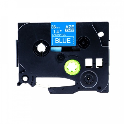 Kompatibilní páska s Brother TZ-565 / TZe-565, 36mm x 8m, bílý tisk / modrý podklad
