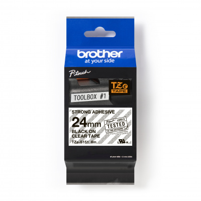 Brother TZ-S151 / TZe-S151 Pro Tape, 24mm x 8m, černý tisk/průsvitný podklad, originální páska