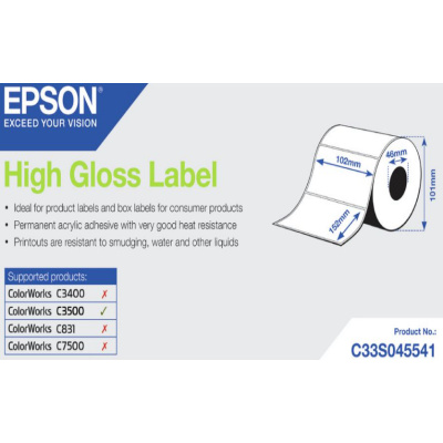 Epson C33S045541 High Gloss, pro ColorWorks, 102x152mm, 210ks, bílé samolepicí etikety