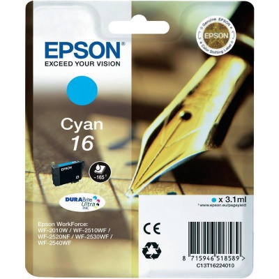 Epson T16224022, T162240 azurová (cyan) originální cartridge
