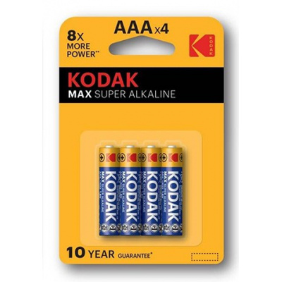 Baterie jednorázová alkalická, tužková, AAA, 1.5V, Kodak, blistr, 4-pack, KOD-LR3MAX, Alkaline Max