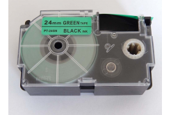 Kompatibilní páska s Casio XR-24GN1, 24mm x 8m, černý tisk / zelený podklad