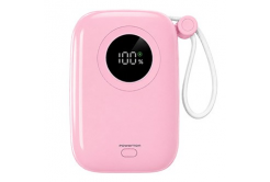 Powerton ENERGY PASTEL EDITION Powerbanka 10000mAh, 2x USB-C, 22.5W, integrovaný kabel, růžová