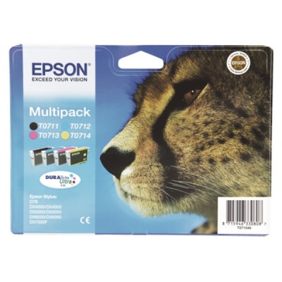 Epson T0715 azurová/purpurová/žlutá/černá (cyan/magenta/yellow/black) originální cartridge