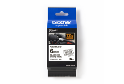 Brother TZ-FX211 / TZe-FX211, 6mm x 8m, černý tisk/bílý podklad, originální páska