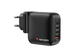 Verbatim, GaN cestovní nabíječka do sítě USB 3.0, USB C, šedá, 100 W, vyměnitelné vidlice C,G,A