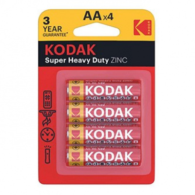Baterie jednorázová zinkochloridová, tužková, AA, 1.5V, Kodak, blistr, 4-pack, KOD-R6, Extra Heavy Duty