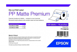 Epson 7113413 PP Matte, pro ColorWorks, 76x51mm, 535ks, polypropylen, bílé samolepicí etikety