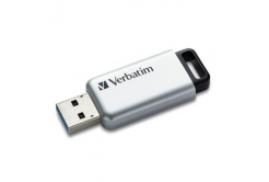 Verbatim USB flash disk, USB 3.0, 64GB, Secure Pro, stříbrný, 98666, USB A, AES 256-bit šifrování, s výsuvným konektorem