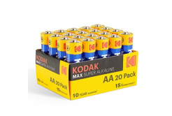 Baterie jednorázová alkalická, tužková, AA, 1.5V, Kodak, blistr, 20-pack, KOD-LR6MAXPK20, Alkaline Max