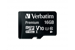 VERBATIM MicroSDHC karta 16GB Premium, U1 + SD adaptér