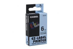 Casio originální páska do tiskárny štítků, Casio, XR-6X1, černý tisk/průhledný podklad, 6mm