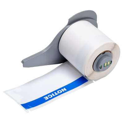 Brady M7-38-483-NOTICE / 174624, 101.60 mm, Polyester, modrý tisk / bílý podklad