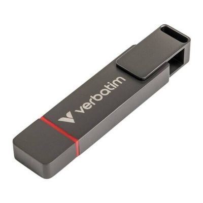 Verbatim 32041 Dual QuickStick, USB flask disk, USB C + USB A 3.2 Gen 1, 256GB, s poutkem, šedý