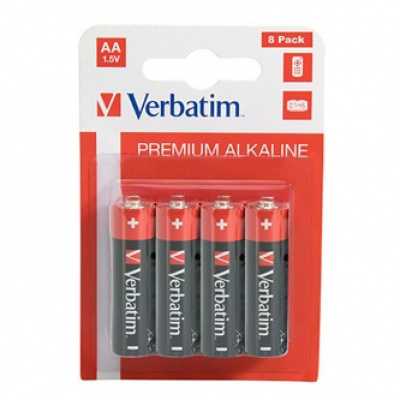 Baterie alkalická, AA-LR6 Mignon, AA, 1.5V, Verbatim, blistr, 8-pack, 49503