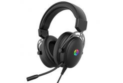 HP DHE-8005N, sluchátka s mikrofonem, drátová, černá, 2.0, podsvícená, 3.5 mm jack + USB